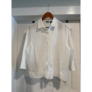Westbound Essentials 100% Linen 3/4 Sleeve White Button Up Women's Size 16